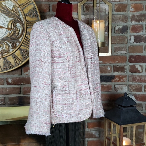 George Pink Boucle Lined Blazer Size 18/20 - Picture 2 of 9